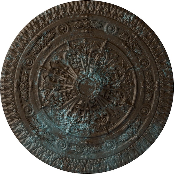 Ekena Millwork Naple Ceiling Medallion (Fits Canopies up to 3 3/8"), 37 1/2"OD x 3 3/8"P, Bronze Blue Patina CM37NABBS - main